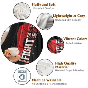 His Fight Is My Fight Throw Blanket Red Ribbon HIV Awareness Boxing Gift TS12 Print Your Wear