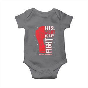 His Fight Is My Fight Baby Onesie Red Ribbon HIV Awareness Boxing Gift TS12 Charcoal Print Your Wear