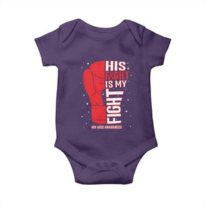 His Fight Is My Fight Baby Onesie Red Ribbon HIV Awareness Boxing Gift TS12 Purple Print Your Wear