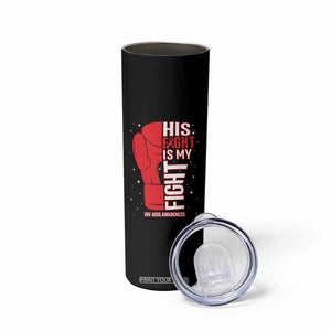 His Fight Is My Fight Skinny Tumbler Red Ribbon HIV Awareness Boxing Gift TS12 Print Your Wear