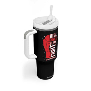 His Fight Is My Fight Tumbler With Handle Red Ribbon HIV Awareness Boxing Gift TS12 Print Your Wear