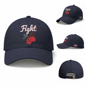 Fight Pray For A Cure Baseball Cap Red Ribbon HIV Awareness Boxing Gift TS12 Baseball Cap Universal Fit Navy Print Your Wear