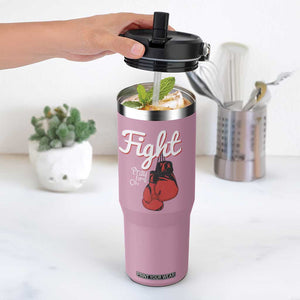 Fight Pray For A Cure Flip Straw Tumbler Red Ribbon HIV Awareness Boxing Gift TS12 One Size: 30 oz Light Pink Print Your Wear