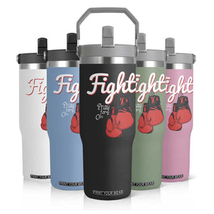 Fight Pray For A Cure Flip Straw Tumbler Red Ribbon HIV Awareness Boxing Gift TS12 Print Your Wear