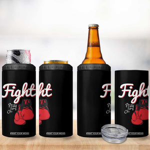 Fight Pray For A Cure 4 in 1 Can Cooler Tumbler Red Ribbon HIV Awareness Boxing Gift TS12 Print Your Wear