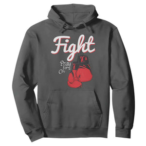 Fight Pray For A Cure Hoodie Red Ribbon HIV Awareness Boxing Gift TS12 Dark Heather Print Your Wear