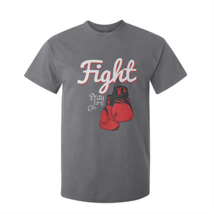 Fight Pray For A Cure T Shirt For Kid Red Ribbon HIV Awareness Boxing Gift TS12 Charcoal Print Your Wear
