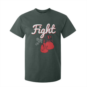 Fight Pray For A Cure T Shirt For Kid Red Ribbon HIV Awareness Boxing Gift TS12 Dark Forest Green Print Your Wear