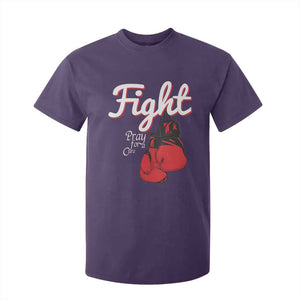 Fight Pray For A Cure T Shirt For Kid Red Ribbon HIV Awareness Boxing Gift TS12 Purple Print Your Wear