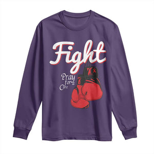 Fight Pray For A Cure Long Sleeve Shirt Red Ribbon HIV Awareness Boxing Gift TS12 Purple Print Your Wear