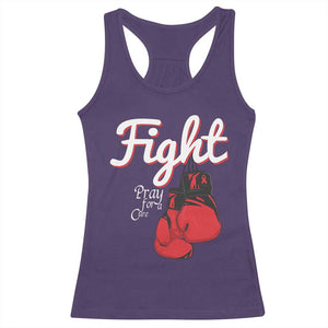 Fight Pray For A Cure Racerback Tank Top Red Ribbon HIV Awareness Boxing Gift - Print Your Wear