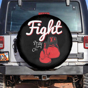 Fight Pray For A Cure Spare Tire Cover Red Ribbon HIV Awareness Boxing Gift TS12 No hole Black Print Your Wear