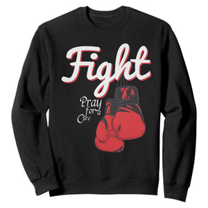 Fight Pray For A Cure Sweatshirt Red Ribbon HIV Awareness Boxing Gift TS12 Black Print Your Wear