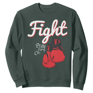 Fight Pray For A Cure Sweatshirt Red Ribbon HIV Awareness Boxing Gift TS12 Dark Forest Green Print Your Wear