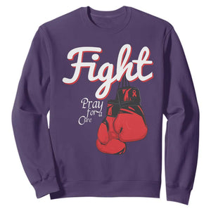Fight Pray For A Cure Sweatshirt Red Ribbon HIV Awareness Boxing Gift TS12 Purple Print Your Wear
