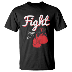 Fight Pray For A Cure T Shirt Red Ribbon HIV Awareness Boxing Gift TS12 Black Print Your Wear
