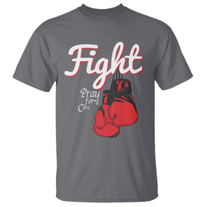 Fight Pray For A Cure T Shirt Red Ribbon HIV Awareness Boxing Gift TS12 Charcoal Print Your Wear