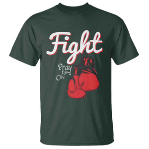 Fight Pray For A Cure T Shirt Red Ribbon HIV Awareness Boxing Gift TS12 Dark Forest Green Print Your Wear