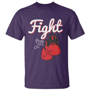 Fight Pray For A Cure T Shirt Red Ribbon HIV Awareness Boxing Gift TS12 Purple Print Your Wear