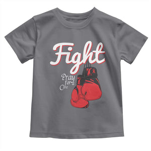 Fight Pray For A Cure Toddler T Shirt Red Ribbon HIV Awareness Boxing Gift TS12 Charcoal Print Your Wear