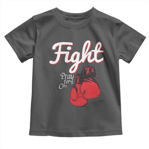Fight Pray For A Cure Toddler T Shirt Red Ribbon HIV Awareness Boxing Gift TS12 Dark Heather Print Your Wear
