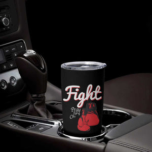 Fight Pray For A Cure Tumbler Cup Red Ribbon HIV Awareness Boxing Gift TS12 Print Your Wear