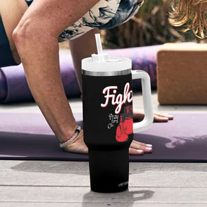 Fight Pray For A Cure Tumbler With Handle Red Ribbon HIV Awareness Boxing Gift TS12 Print Your Wear