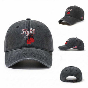 Fight Pray For A Cure Washed Cotton Baseball Cap Red Ribbon HIV Awareness Boxing Gift TS12 Washed Cap Universal Fit Dark Gray Print Your Wear