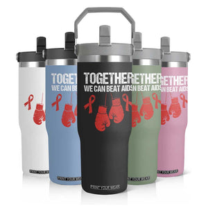 Together We Can Beat AIDS Flip Straw Tumbler Boxing HIV Awareness Gift TS12 Print Your Wear