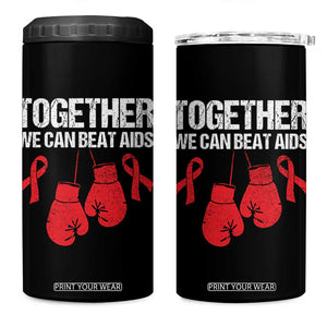 Together We Can Beat AIDS 4 in 1 Can Cooler Tumbler Boxing HIV Awareness Gift TS12 One Size: 16 oz Black Print Your Wear
