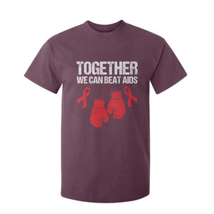 Together We Can Beat AIDS T Shirt For Kid Boxing HIV Awareness Gift TS12 Maroon Print Your Wear