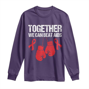 Together We Can Beat AIDS Long Sleeve Shirt Boxing HIV Awareness Gift TS12 Purple Print Your Wear