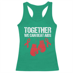 Together We Can Beat AIDS Racerback Tank Top Boxing HIV Awareness Gift - Print Your Wear