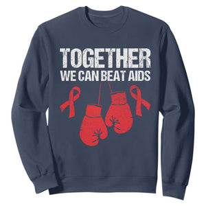 Together We Can Beat AIDS Sweatshirt Boxing HIV Awareness Gift TS12 Navy Print Your Wear