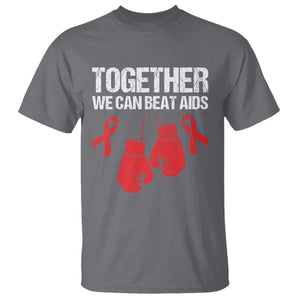 Together We Can Beat AIDS T Shirt Boxing HIV Awareness Gift TS12 Charcoal Print Your Wear