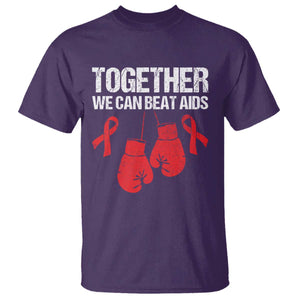 Together We Can Beat AIDS T Shirt Boxing HIV Awareness Gift TS12 Purple Print Your Wear