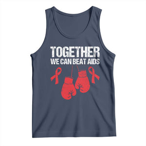 Together We Can Beat AIDS Tank Top Boxing HIV Awareness Gift TS12 Navy Print Your Wear