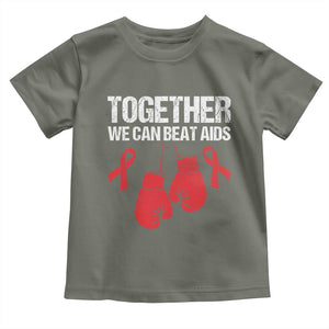 Together We Can Beat AIDS Toddler T Shirt Boxing HIV Awareness Gift TS12 Military Green Print Your Wear