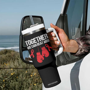 Together We Can Beat AIDS Tumbler With Handle Boxing HIV Awareness Gift TS12 Print Your Wear