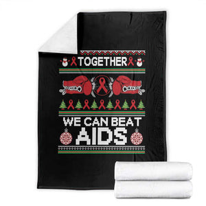 Together We Can Beat AIDS Throw Blanket HIV Awareness Boxing Ugly Sweater Gift TS12 Black Print Your Wear