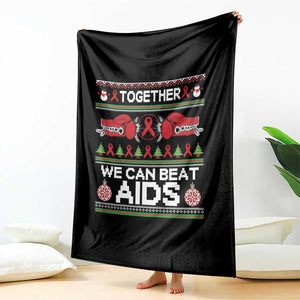 Together We Can Beat AIDS Throw Blanket HIV Awareness Boxing Ugly Sweater Gift TS12 Print Your Wear