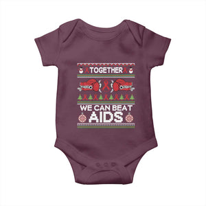 Together We Can Beat AIDS Baby Onesie HIV Awareness Boxing Ugly Sweater Gift TS12 Maroon Print Your Wear