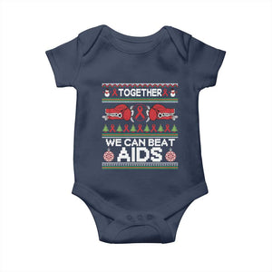 Together We Can Beat AIDS Baby Onesie HIV Awareness Boxing Ugly Sweater Gift TS12 Navy Print Your Wear