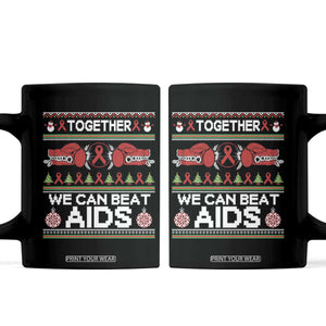Together We Can Beat AIDS Coffee Mug HIV Awareness Boxing Ugly Sweater Gift TS12 Black Print Your Wear