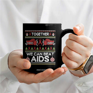 Together We Can Beat AIDS Coffee Mug HIV Awareness Boxing Ugly Sweater Gift TS12 Print Your Wear
