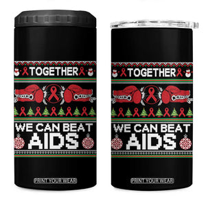 Together We Can Beat AIDS 4 in 1 Can Cooler Tumbler HIV Awareness Boxing Ugly Sweater Gift TS12 One Size: 16 oz Black Print Your Wear