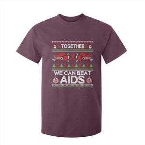 Together We Can Beat AIDS T Shirt For Kid HIV Awareness Boxing Ugly Sweater Gift TS12 Maroon Print Your Wear