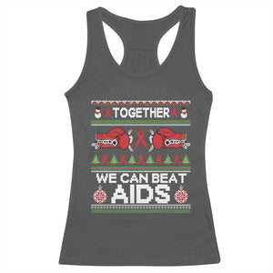Together We Can Beat AIDS Racerback Tank Top HIV Awareness Boxing Ugly Sweater Gift - Print Your Wear