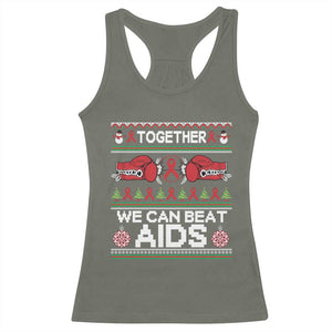 Together We Can Beat AIDS Racerback Tank Top HIV Awareness Boxing Ugly Sweater Gift - Print Your Wear