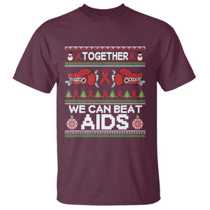 Together We Can Beat AIDS T Shirt HIV Awareness Boxing Ugly Sweater Gift TS12 Maroon Print Your Wear